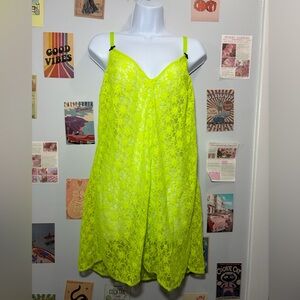 Cacique Neon Lace Slip in Bright Yellow-Green
